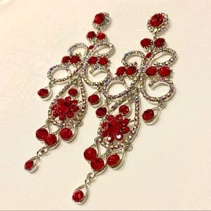Red pageant earrings